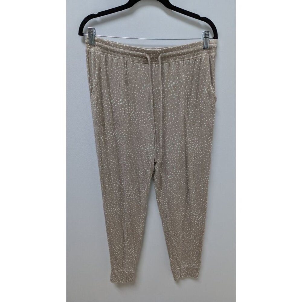 Alfani Intimates Beige/White Spotted Sleepwear Jogger Pants